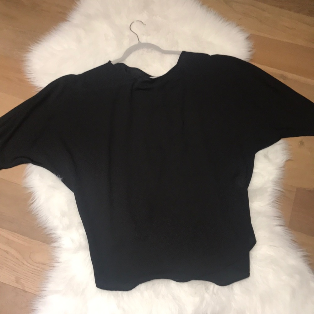 Italian designer black batwing dress shirt